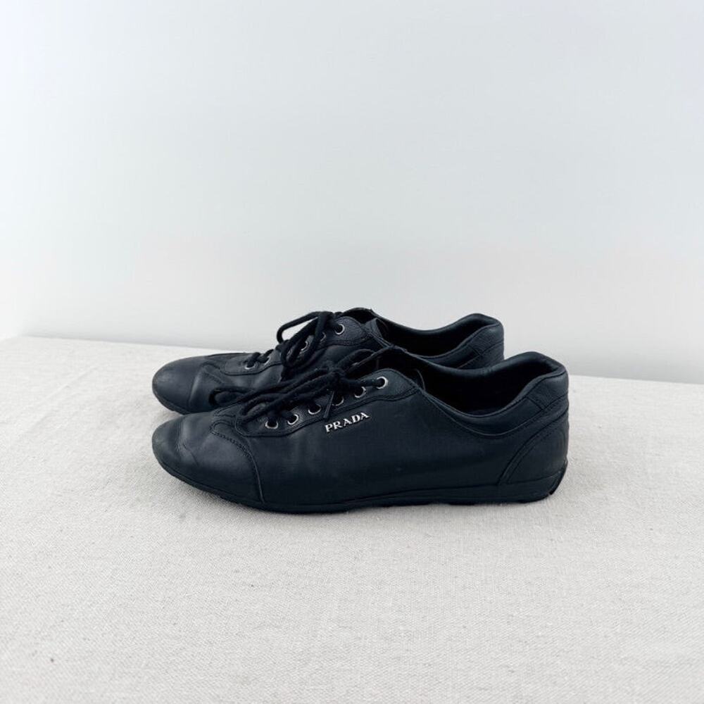 Prada Sport Calf Leather Low Top Comfort Sneakers Black Womens Size EU 40 - Picture 3 of 9